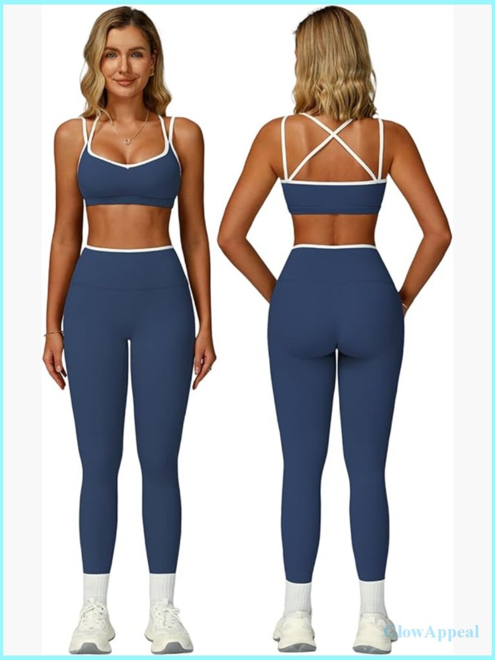 Color Block Strappy Sports Bra & High Waist Leggings Set